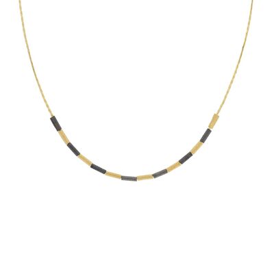 HANDMADE NECKLACE WITH PIECES 45CM +7 PLATED IN GOLD AND RUTHENIUM A0073DOCOL1