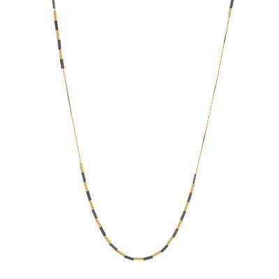 HANDMADE LONG NECKLACE 100CM PLATED IN GOLD AND RUTHENIUM A0073DOCOL2
