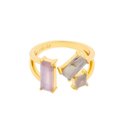 CRISTAL ANILLO UNIVERSAL CHAPADO ORO CRISTAL Y MADREPERLA C0003LA1