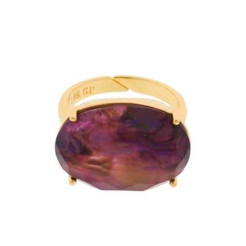 CRISTAL ANILLO UNIVERSAL CHAPADO ORO CRISTAL Y MADREPERLA C0005LA1