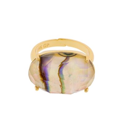 CRYSTAL GOLD PLATED UNIVERSAL RING CRYSTAL AND MOTHER OF PEARL C0005RA1