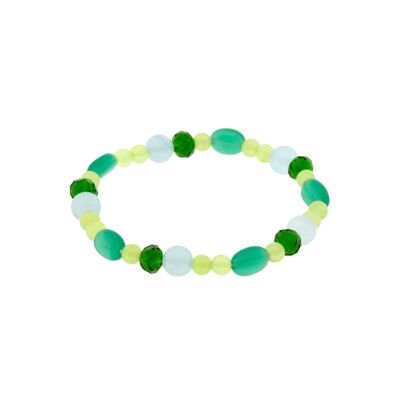 CRYSTAL Mehrfarbiges grünes elastisches Armband mit facettierten Kristallen C0018VPUL1