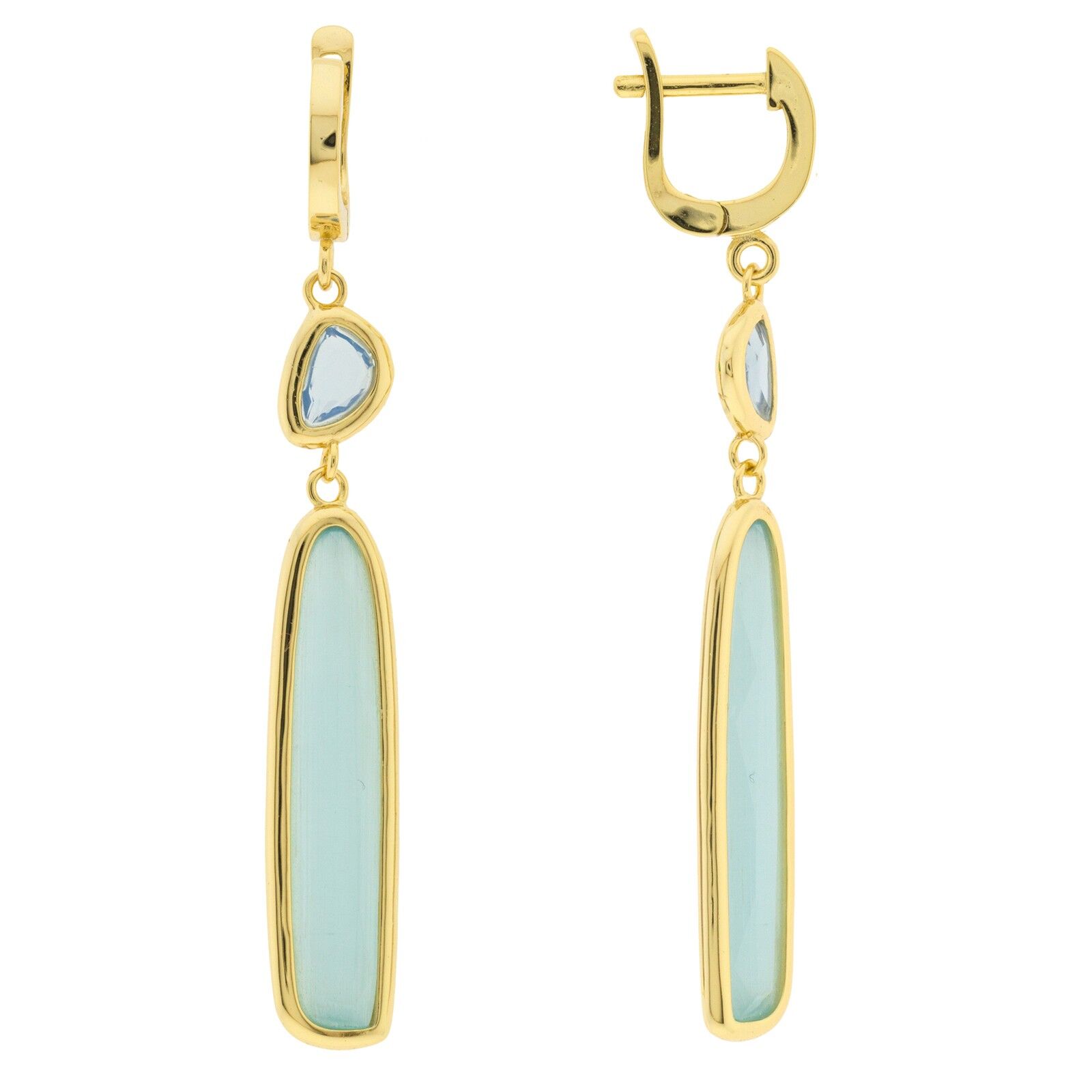 CRYSTAL Créole avec boucle d&#039;oreille longue plaquée de cristal facetté C0019AZPE1