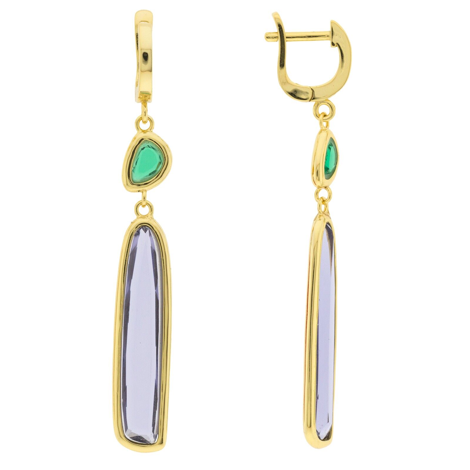 CRISTAL Aro con pendiente largo chapado con cristal facetado C0019VPE1