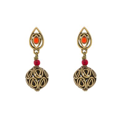 CRISTAL Vintage earring with antique gold plating and crystal C0022GRPE1