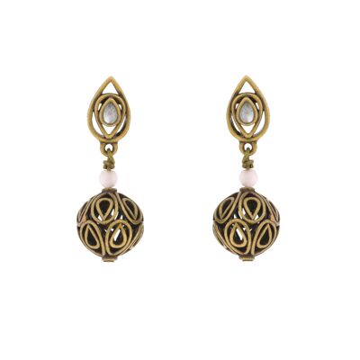 CRISTAL Vintage earring with antique gold plating and crystal C0022LPE1