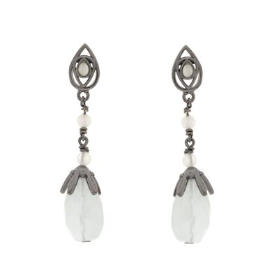 CRISTAL Vintage earring with ruthenium plating and crystal C0024NPE1