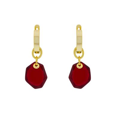 GOLD PLATED ROCK EARRING CRYSTAL RED STONE C0029GRPE1