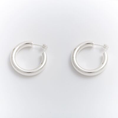PLATED HOOP EARRING BRIGHT RHODIUM PLATED 28MM D0004PLPE1