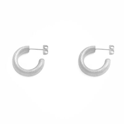 PLATED HOOP EARRING MATT RHODIUM PLATED 19MM D0005PLPE1