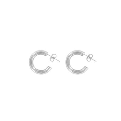 PLATED HOOP EARRING BRIGHT RHODIUM PLATED 19MM D0006PLPE1