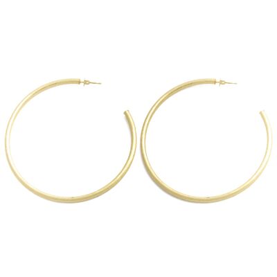 PLATED 70mm matte finish gold plated hoop earring D0011DPE3