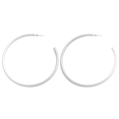 PLATED 70mm Silver Finish Hoop Earring D0011PLPE3