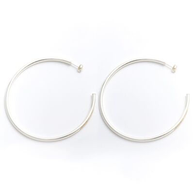 PLATED HOOP EARRING BRIGHT RHODIUM PLATED 70 MM D0012PLPE3
