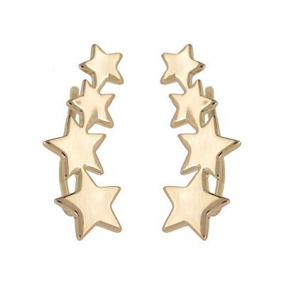 PLATED CLIMBING EARRING WITH GOLD PLATED STARS D0166DPE1