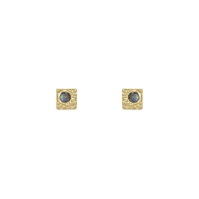 PLATED Natural stone round square earring D0257GPE1