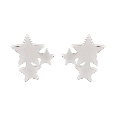 PLATED EARRING STARS RHODIUM FINISH D0280BPLPE1