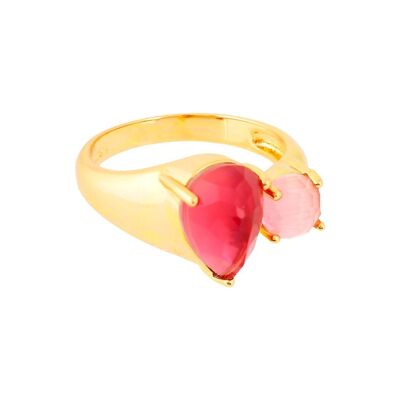PLATED PLATED RING WITH FACETED CRYSTAL D0289FA1