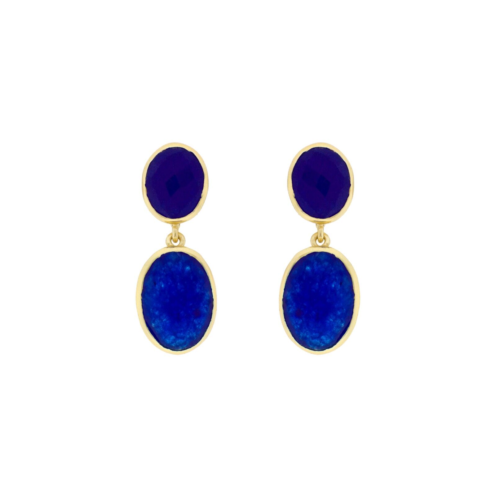 PLAPADO Blauer Ohrring aus vergoldetem Naturstein D0301AZPE1