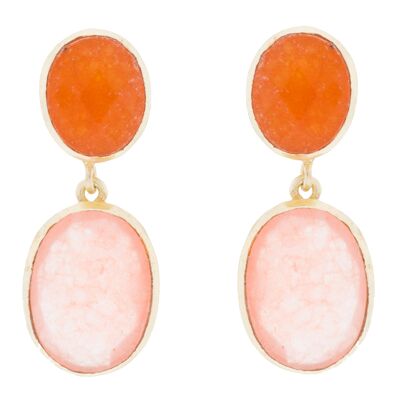CHAPADO Gold plated orange earring and natural stone D0301NRPE1