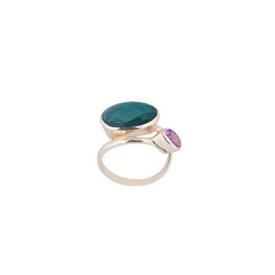 PLATED UNIVERSAL RING PLATED GOLD & SYNTHETIC TOURMALINE D0306VA1