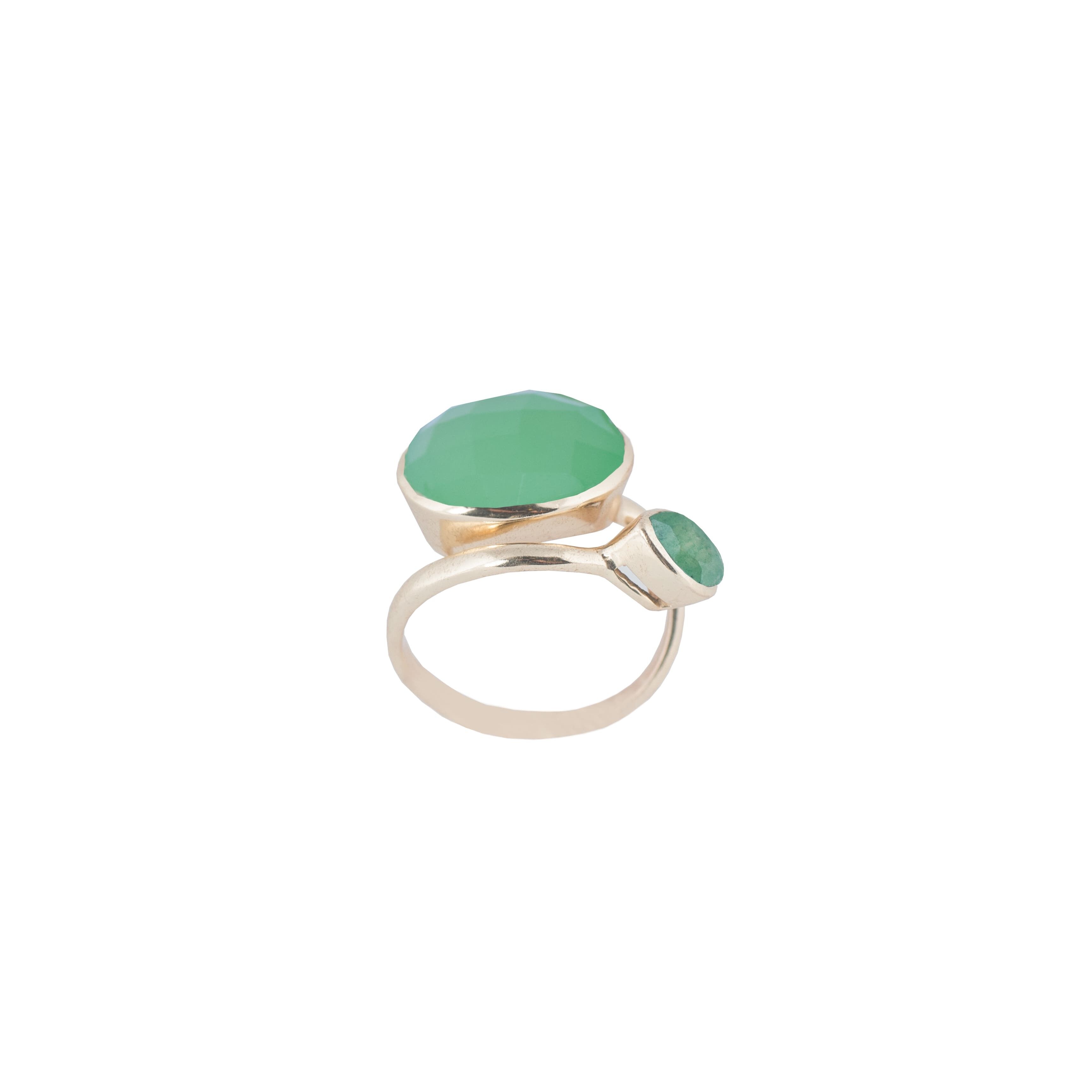 ANELLO UNIVERSALE PLACCATO ORO PLACCATO & AVVENTURINA E PREHNITE D0306VOA1
