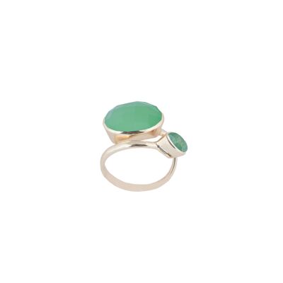 PLATED UNIVERSAL RING PLATED GOLD & AVENTURINE AND PREHNITE D0306VOA1