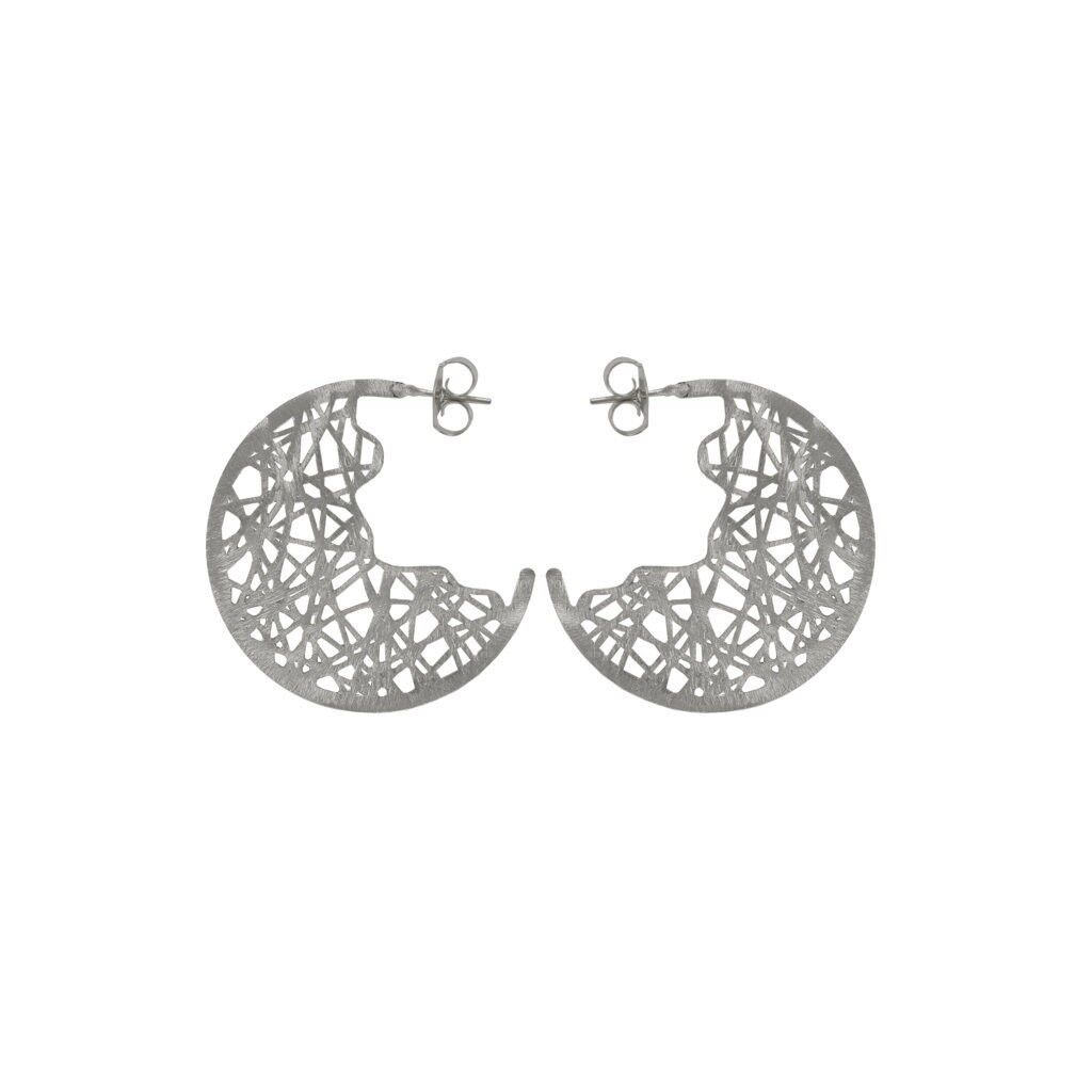 RHODINIERTER RUNDER CREOLISCHER LUNA-OHRRING D0314PLPE1