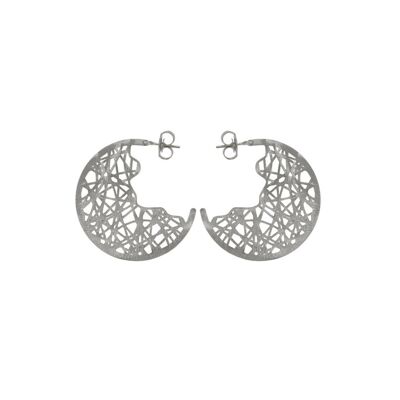 RHODIUM PLATED ROUND CREOLE LUNA EARRING D0314PLPE1