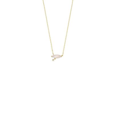 PLATED NECKLACE LEAVES COLLECTION MOTHER OF PEARL AND GOLD PLATED CRYSTAL D0346RCOL2