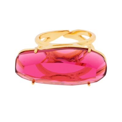 PLATED IRREGULAR UNIVERSAL RING GOLD PLATED FACETED CRYSTAL. D0356FA1