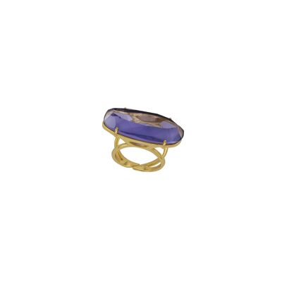 IRREGULAR PLATED RING PLATED FACETED GLASS D0356LA1