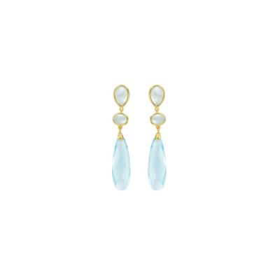 PLATED Teardrop earring 3 pieces with gold plated faceted crystal D0358AZPE1