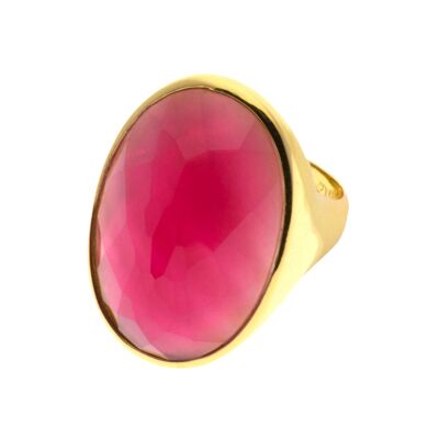 BAGUE OVALE UNIVERSELLE PLAQUÉ CRISTAL PLAQUÉ ET NACRE ROSE D0360AFA1