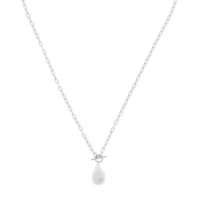 PLATED NECKLACE RHODIUM PLATED AND NATURAL PEARL 11MM D0390PLCOL1