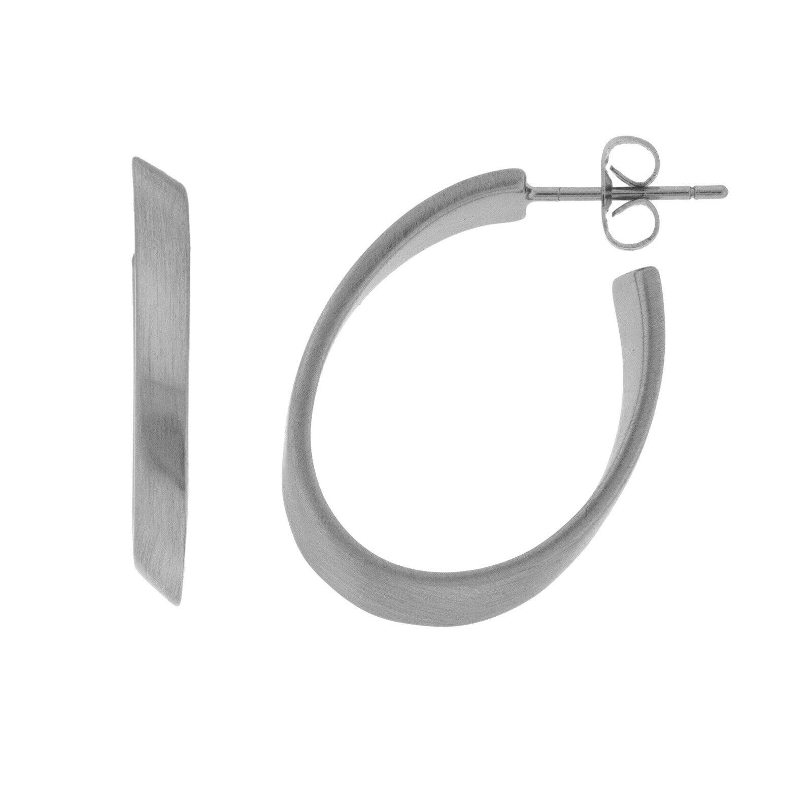 OVALER VERSILBERTER RING MIT RHODIUM ÜBERZOGEN 27 MM MATT UND POLIERT D0399PLPE1