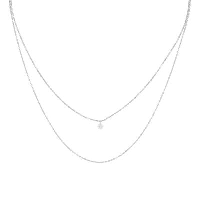 COLLANA PLACCATA COLLEZIONE ARGENTO COLLANA MINIMAL PLACCATA ZIRCONI D0400PLCOL1