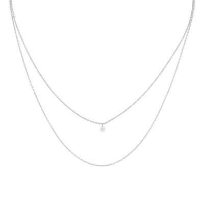 PLATED NECKLACE SILVER COLECTION MINIMAL NECKLACE ZIRCONIA PLATED D0400PLCOL1