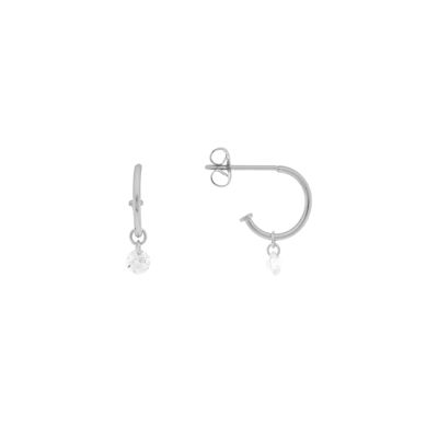 PLATED EARRING SILVER COLLECTED MINIMAL RING WITH ZIRCONIA D0400PLPE1