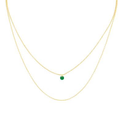 COLLANA PLACCATA VERDE COLLEZIONE MINIMAL COLLANA ZIRCONI PLACCATI ORO D0400VCOL1