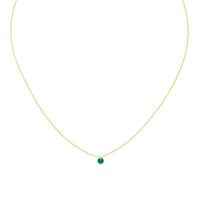 PLATED NECKLACE GREEN MINIMAL COLLECTION DOUBLE NECKLACE AND ZIRCONIA CHAP D0400VCOL2