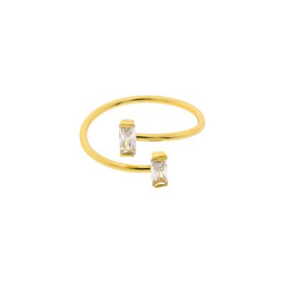 CHAPADO ANILLO DORADO CIRCONITA CORTE BAGETTE CHAPADO ORO D0401DA1