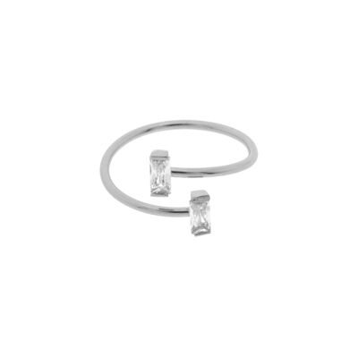 VERSILBERTER RING VERGOLDETER BAGETTE-SCHLIFF ZIRKONIA D0401PLA1