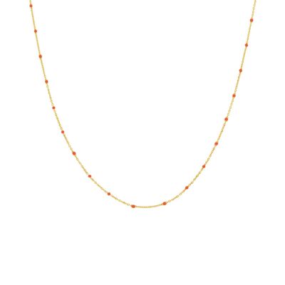 PLATED EXTRA LONG ORANGE NECKLACE WITH GOLD PLATED CORAL ENAMEL D0404NRCOL2