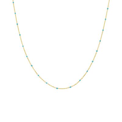 COLLIER EXTRA LONG PLAQUÉ BLEU AVEC ÉMAIL TURQUOISE PLAQUÉ OR D0404TCOL2