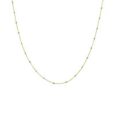 PLATED BLUE EXTRA LONG NECKLACE WITH TURQUOISE ENAMEL GOLD PLATED D0404TCOL2