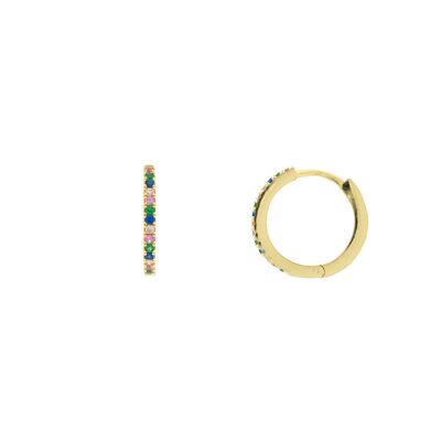 PLATED Closed hoop with gold plated blue zirconia D0407MCPE1