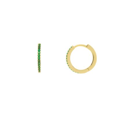 PLATED Closed hoop with gold plated green zirconia D0407VPE1