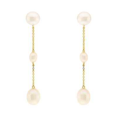 GOLD PLATED EARRING LONG WEDDING CULTURED PEARL GOLD PLATED D0409DPE1