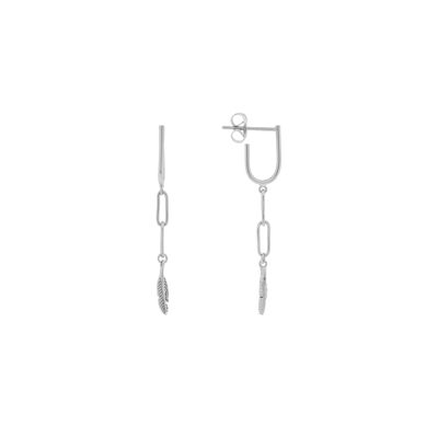 BOUCLE D'OREILLE PLAQUÉ ARGENT FEUILLE DE COLECTION PLAQUÉ RHODIÉ D0414PLPE2